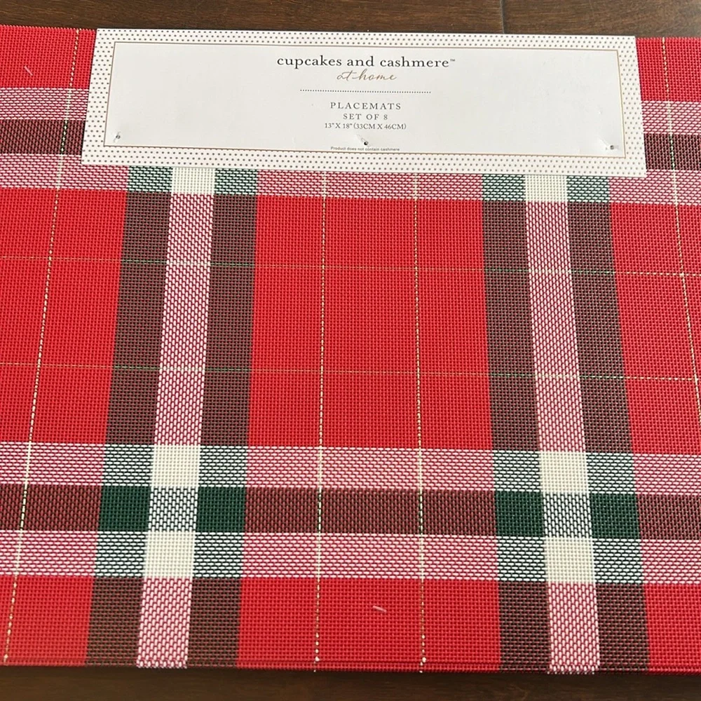 Cupcakes & Cashmere Set Of 8 Placemats Plaid PVC New